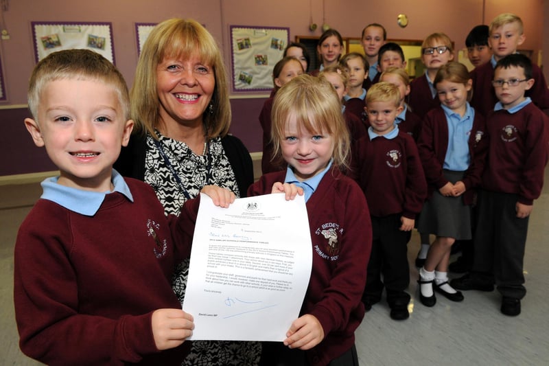 Pupils and head teacher Moya Rooney proudly showed off the letter they had received from Schools Minister David Laws 8 years ago. Who can tell us more?