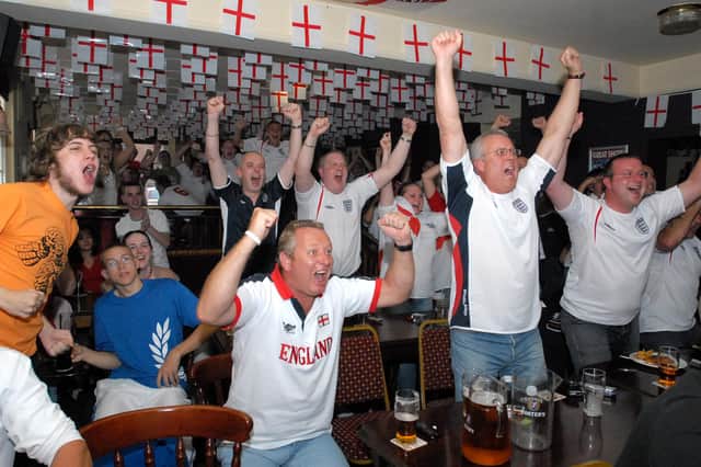These fans look delighted with England's performance against Sweden. Recognise anyone?
