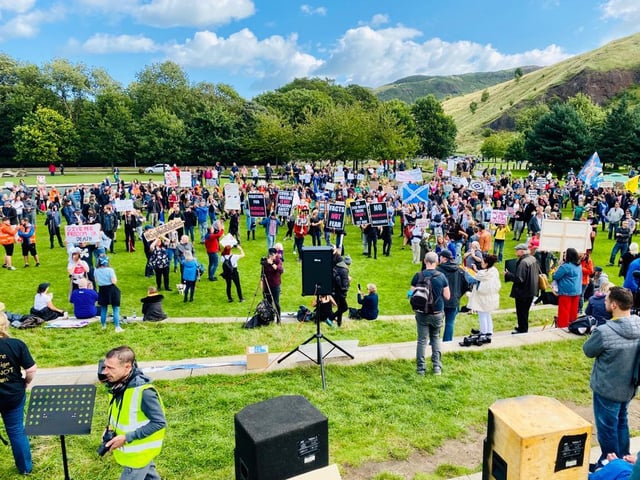 Crowds were heard booing to social distancing at the march as they gathered in their numbers protesting lockdown restrictions.