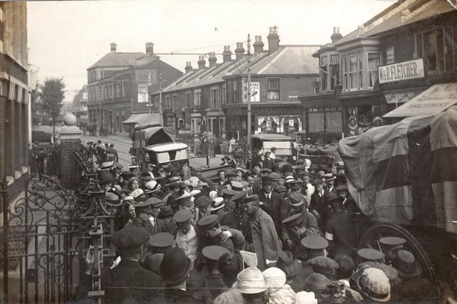 War casualties arriving at the Military Hospital in Fawcett Road, Southsea