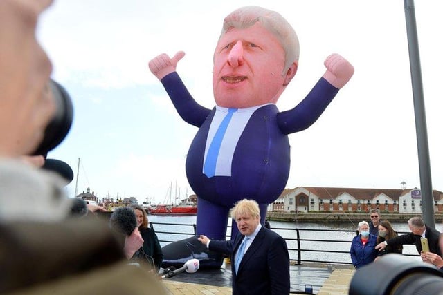 The Prime Minister also met his inflatable doppleganger on May 7.
