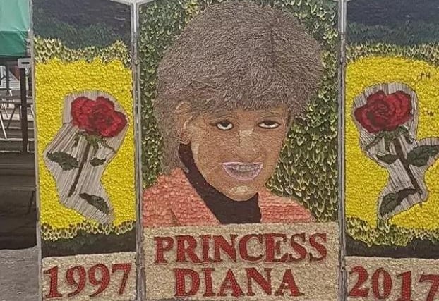 The controversial well dressing paying tribute to Princess Diana was on display in Chesterfield  in 2017