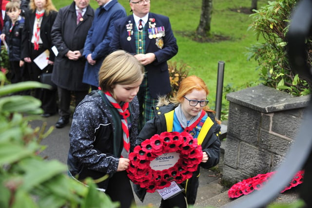 Bonnybridge residents young and old laid wreaths at the war memorial