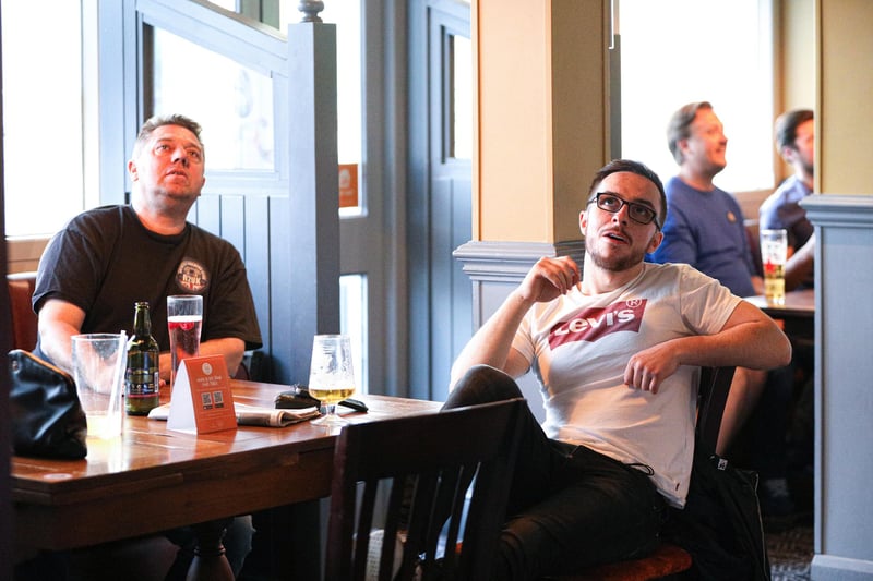 Fans watch England v Czech Reublic in England's third Group D game of Euro 2020, in The Star & Garter pub, Copnor, Portsmouth. Picture: Chris Moorhouse (jpns 220621-21)