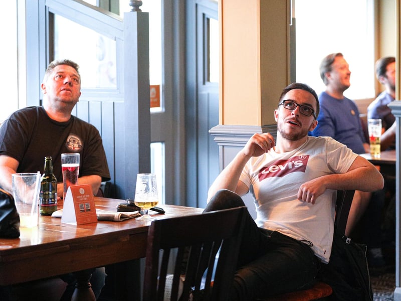 Fans watch England v Czech Reublic in England's third Group D game of Euro 2020, in The Star & Garter pub, Copnor, Portsmouth. Picture: Chris Moorhouse (jpns 220621-21)