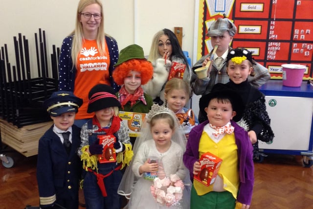 A whole caste of characters at Sunnyfields World Book Day in 2016