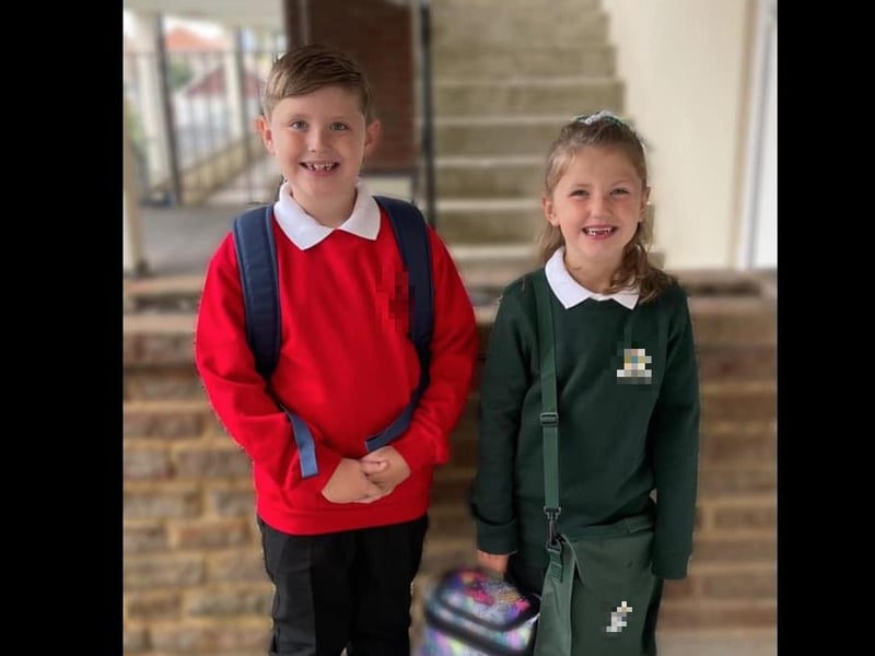 Parents from across the Portsmouth area shared photos as their children returned to school after the summer holiday on Thursday, September 2, 2021. Pictured is Reggie, aged eight, and Blossom, aged six. 