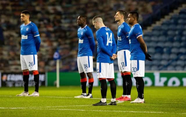 Rangers held a minute of silence for Diego Maradona pre-match