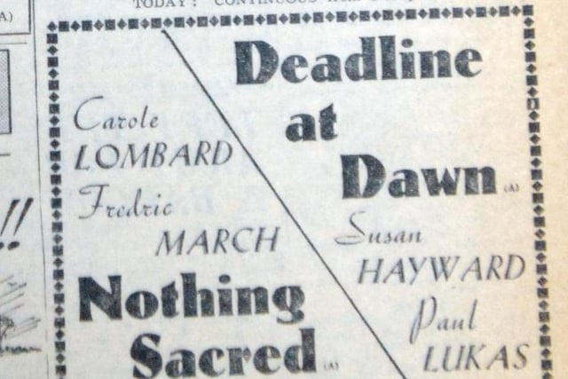 A double bill at La Scala with Carole Lombard in Nothing Sacred and Susan Hayward in Deadline At Dawn on the big screen in 1948.