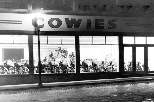 The Cowies motor cycle showrooms in Hylton Road in a flashback to 1962. Photo: Bill Hawkins.
