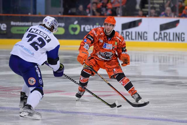Sheffield Steelers' Kevin Schulze in action against Glasgow Clan. Picture: Dean Woolley
