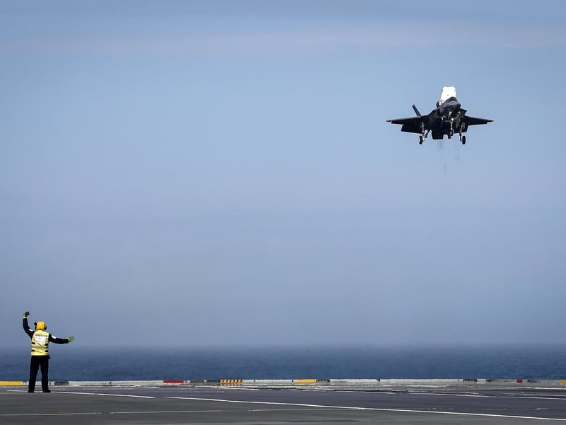 HMS Queen Elizabeth's ship's company began the historic F-35B Lightening II flight tests after arriving on the eastern seaboard of the United States. Picture: Lt Cdr Lindsey Waudby RN