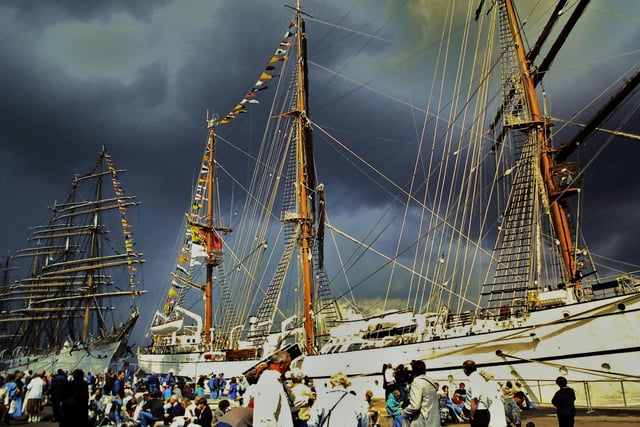 Tens of thousands flocked to Leith Docks each day in July 1995 to see the Tall Ships in all their glory.
