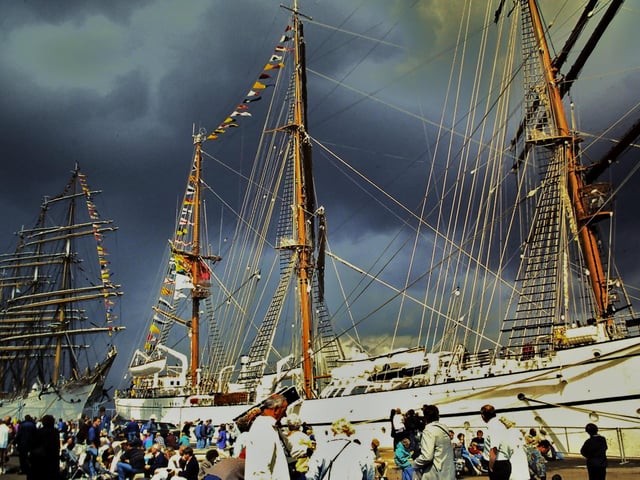 Tens of thousands flocked to Leith Docks each day in July 1995 to see the Tall Ships in all their glory.