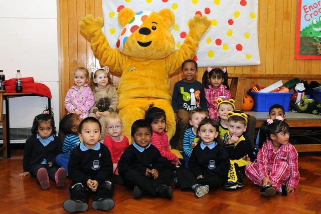 Pudsey is pictured at Laygate Community School in 2012. Remember this?