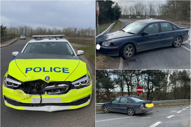 A South Yorkshire Police traffic officer was involved in a pursuit in which a motorist attempted to drive the wrong way along the M18 to evade arrest