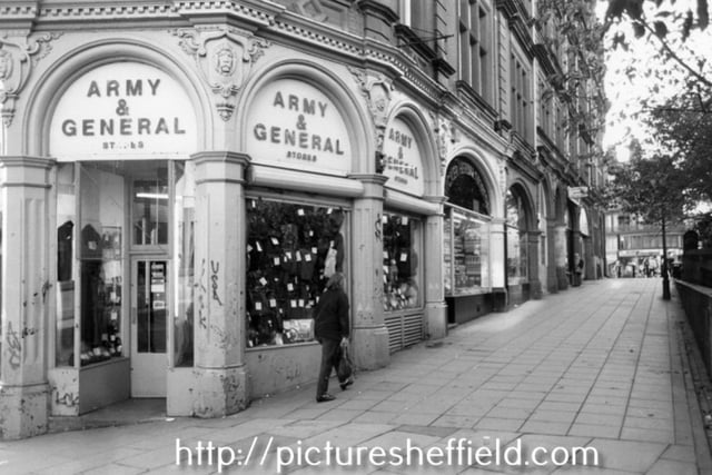 Army and General on St Pauls Parade, was a source of canvas school bags for many youngsters in the 1980s. The building is now occupied by Browns brasserie and bar. Photo: Picture Sheffield