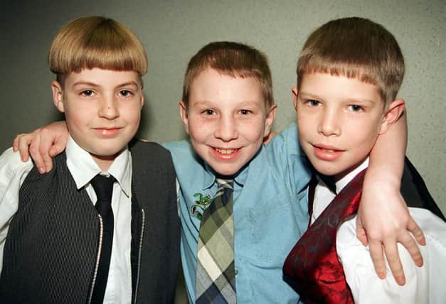 Daniel Mansell, centre with his brother Ben (right) and friend Lee Smith (left) at the South Yorkshire Ambulance Service awards evening at the Sheffield Hallam University in 1997.