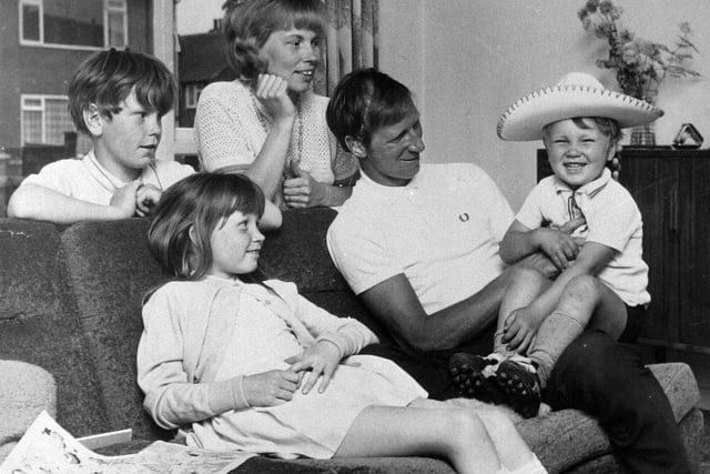 Part of a footballing dynasty - brother Bobby also played in that 1966 World Cup final and their uncle was Newcastle legend Jackie Milburn - here he is with his own family in 1970.