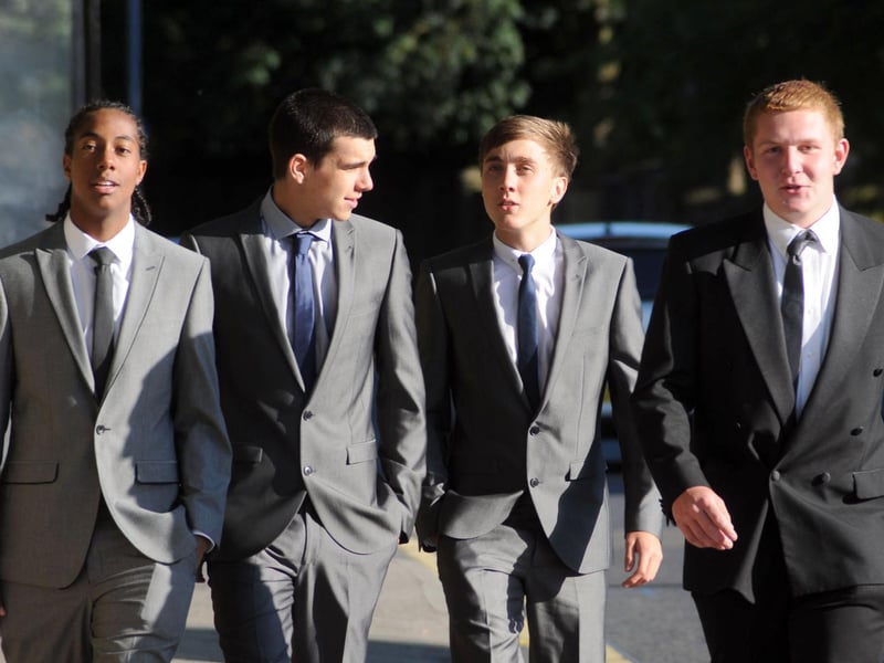 This dashing quartet arrive for Brunts School's prom at the Oakham Suite in 2011.