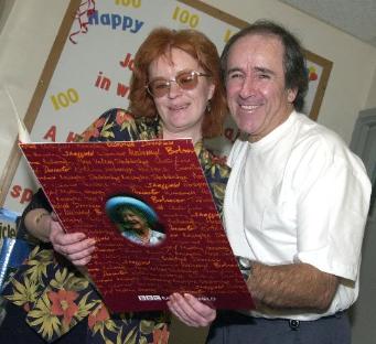 A visit from comedian Duggie Brown in 2000. Pictured with Claire Dalton.
