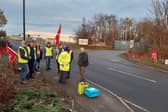 the picket line at the Stagecoach depot on Rother Valley Way