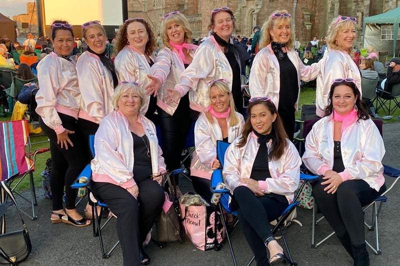 Nurses from Ward 4 of Hexham General Hospital let their hair down and turned up at the screening of the musical movie Grease dressed as Pink Ladies from the film.