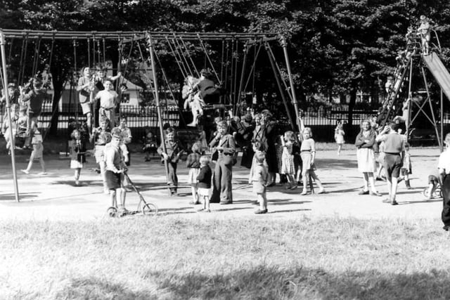 The busy playground with the 'American swings' on the left and which needed two people to get them going. Photo: Hartlepool Museum Service.