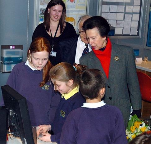 HRH Princess Anne, with pupils from Beck Primary school, at Weston Park Museum, on March 6, 2007