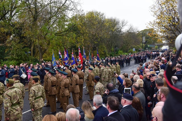 Current and former service personnel took part in the parade.