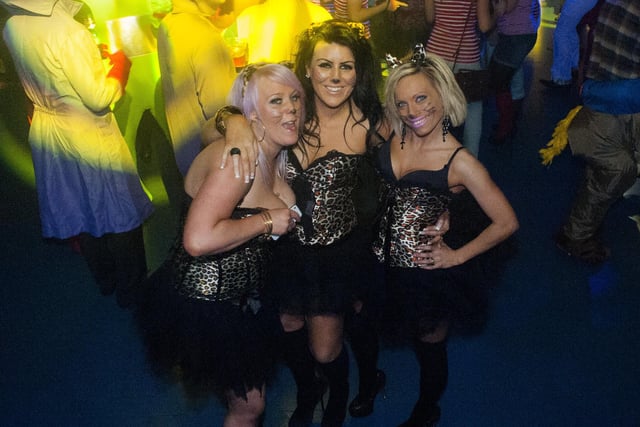 Revellers on the dancefloor at Sheffield's biggest Fancy Dress Ball at The Hubs, Hallam Union, Paternoster Row, Sheffield in April 2013