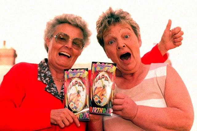 Jenny Frost (right) and her sister Edith Lifsey celebrated their £88,000 plus bingo win from the Top Rank Club in 1996