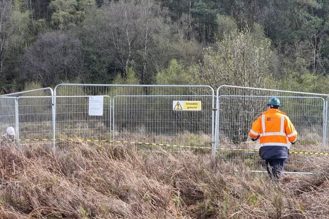 The area where mising dog Olive was discovered, off Ringinglow Road in Sheffield, has been fenced off and it is understood the council plans to fill in the old mine shaft