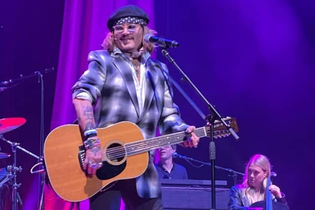 Johnnny Depp on stage at Sheffield City Hall. Picture: Terence Turnbull