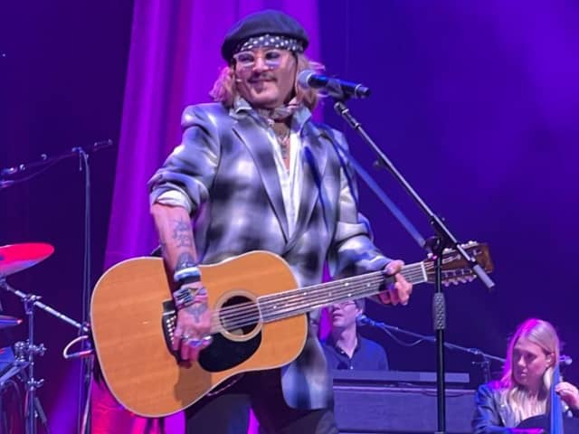 Johnnny Depp on stage at Sheffield City Hall. Picture: Terence Turnbull