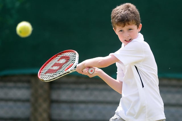 Eight year old Benjamin Anderson pictured on a court at the Boldon Tennis Club open day in 2013.