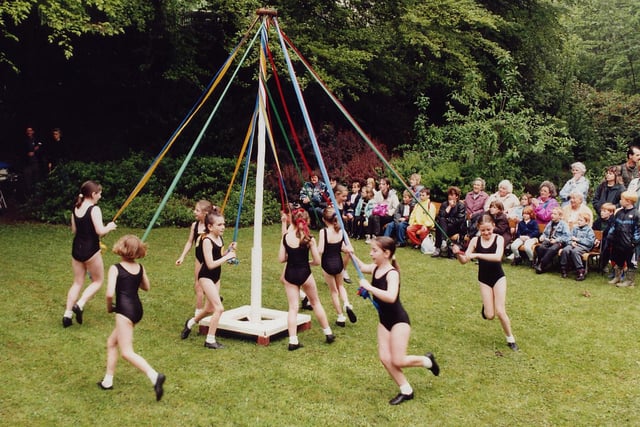 Maypole dancing at Birley Spa's Victorian day of celebration when the site reopened in 2002