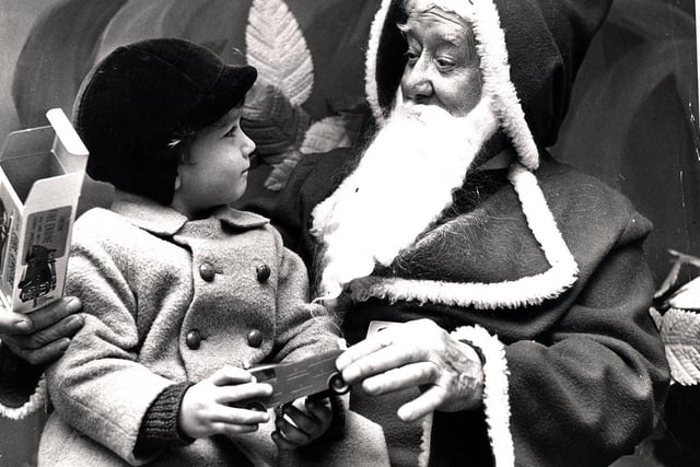 A youngster meets Father Christmas at Pauldens store in Sheffield in 1968