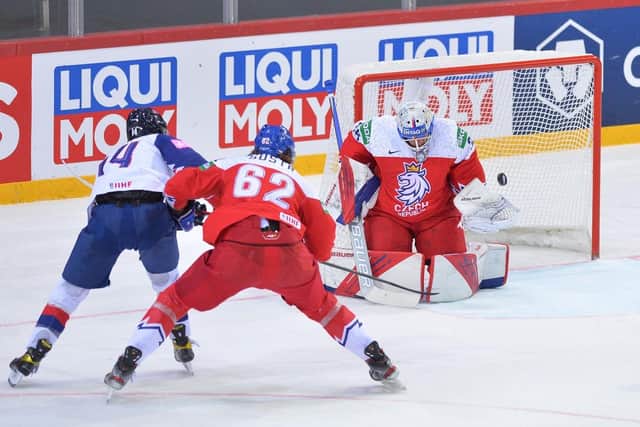 GB's Liam Kirk chance against the Czechs, pic by Dean Woolley
