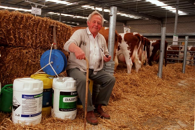 Ken Gibson relaxes in the cattle pens before the start of the Bakewell Show  in 1998