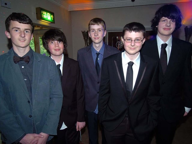 SILVERDALE SCHOOL PROM l/r: Richard Weir, Myles Wright, Andrew Weir, Ross Calvert and Matt Dudley at the Silverdale School Prom at Baldwins Omega. 12 May 2011