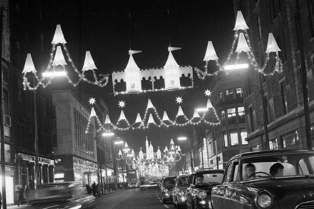 Festive lights in the city in 1966.