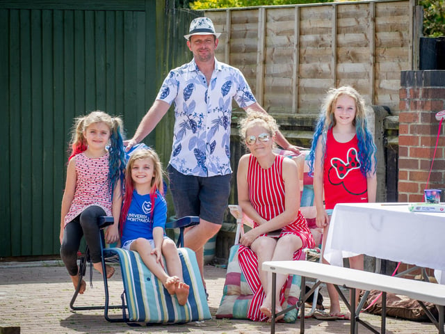 The Arthur family outside their home during the VE Day celebrations in Peronne Road, Portsmouth.
