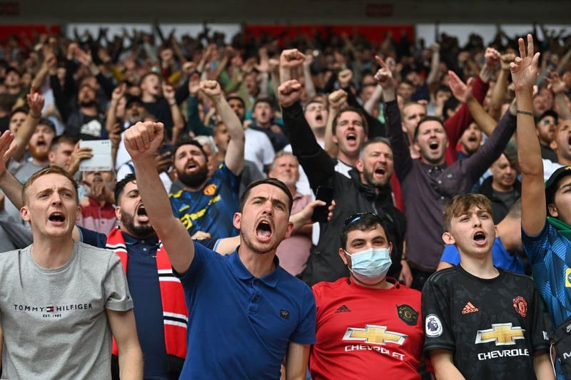 Manchester United fans are charged at least £532 for a season ticket at Old Trafford, meaning seven days at work, on average, is required for a fan to afford it.
(Photo by GLYN KIRK/AFP via Getty Images)