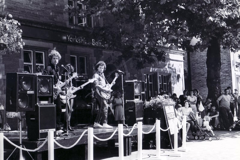 Phoenix performing in New Square, Chesterfield as part of Smile Week in 1983.