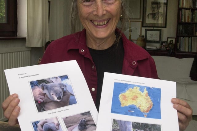 Sheffield teacher Jo Marsh in 2003 with pictures from her Earthwatch expedition to Australia to study Koalas.