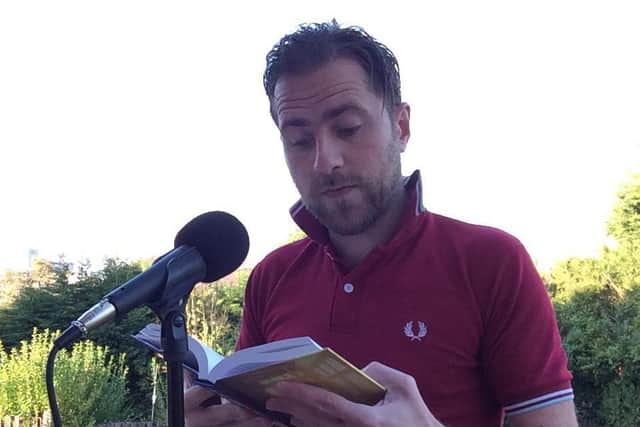 Matt Weigold at work as the narrator for M Jonathan's Lee's new audiobook - '337'