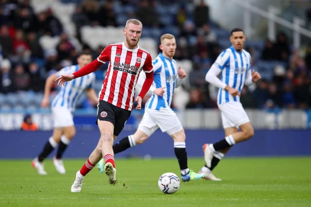 Oli McBurnie of Sheffield United in action against Huddersfield Town (George Wood/Getty Images)