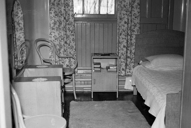 A patient's room at Dingleton Hospital, February 1955.
