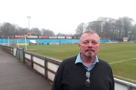 Sheffield FC chairman Richard Tims at the club's ground in Dronfield 